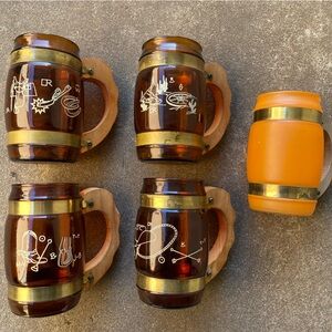 Vintage Siesta Wear Brown Glass Barrel Mugs